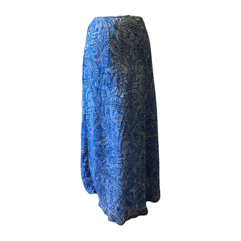 Vintage Lisa Jo Blue Paisley Maxi Skirt Flowy Boho Cottage Y2K Women's 14